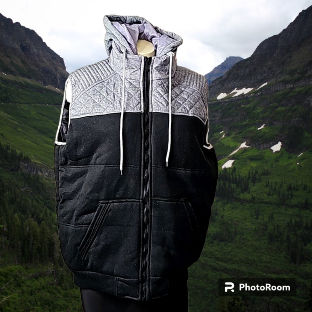 Yoki New York men's warm hooded soft inside lined vest front pockets full zipper